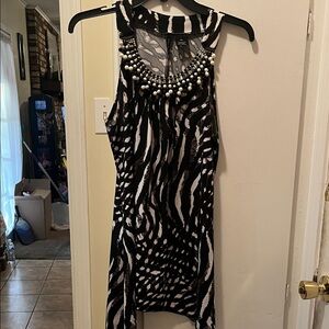 New Directions Black and White Zebra Print Dress